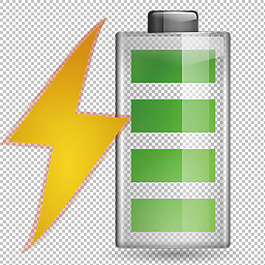 黃色閃電充電電池充電免摳png透明素材