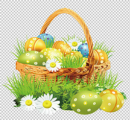 复活节彩蛋漂亮篮子免抠png透明图层素材