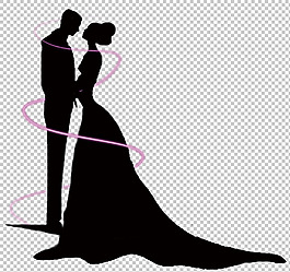 婚礼情侣剪影免抠png透明图层素材