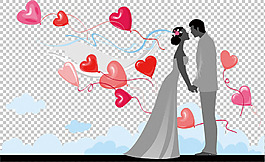 紅心裝飾婚禮新人免摳png透明圖層素材