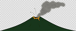 手繪綠色矮火山免摳png透明圖層素材