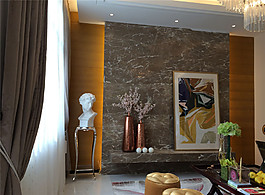 歐式豪華風(fēng)格深棕色花紋背景墻效果圖