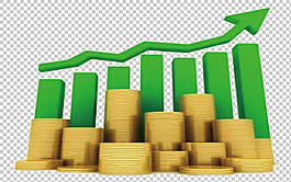 金黃金幣綠色增長圖免摳png透明圖層素材