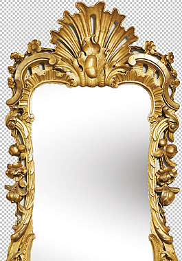金色花纹边框镜子免抠png透明图层素材