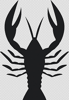 黑色龙虾蟹剪影免抠png透明图层素材