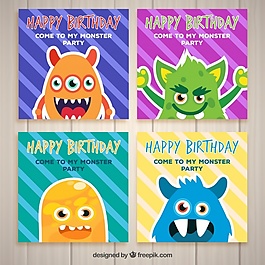 四張怪獸生日卡