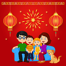春節一家人幸福家庭