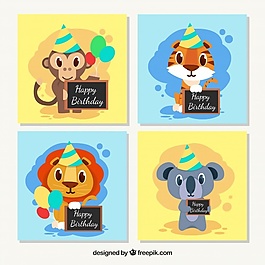 動物慶祝生日卡片