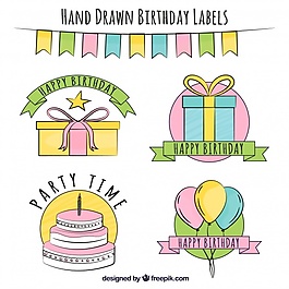 手繪裝飾生日貼紙