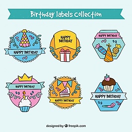 卡通風格生日標簽收集