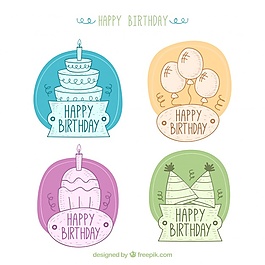 一包手繪生日貼紙