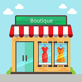 時尚服裝店外觀建筑插畫