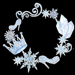 藍色冰雪奇緣手繪卡通雪透明素材