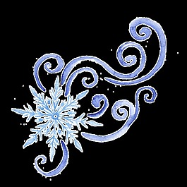 藍(lán)色手繪雪花卡通雪透明素材