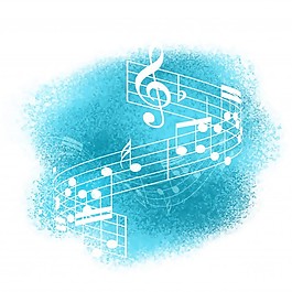 摘要音樂(lè)筆記在水彩畫背景