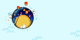 中秋手繪簡約背景