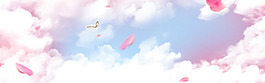 清新白色云朵banner背景素材