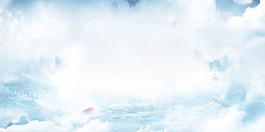 清新白色云朵banner背景素材