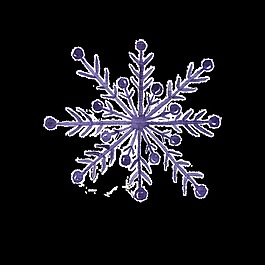 紫色手绘雪花圣诞节透明装饰素材