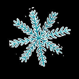 蓝色手绘雪花圣诞节透明装饰素材