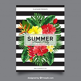 White和黑色条纹的小册子和夏方花
