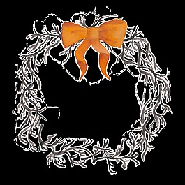 橙色蝴蝶結(jié)花藤圈萬圣節(jié)透明素材