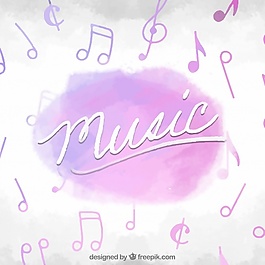 水彩背景与音符