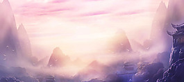 梦幻山脉banner背景素材