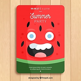 開朗的性格與西瓜夏季聚會傳單模板