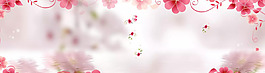 清新紅色花朵banner背景素材
