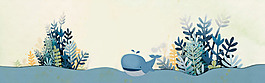 藍(lán)色植物banner背景素材