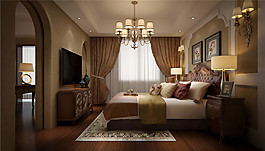 暖色臥室歐式效果圖
