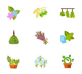植物和花卉圖標集
