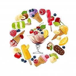 設置矢量圖標的冰淇淋