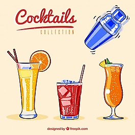 收集瓶和手繪的夏日飲品