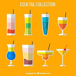 平板設計中各色飲料的搭配