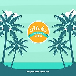 棕櫚樹的異國海灘背景