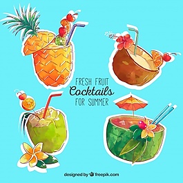 夏季雞尾酒水彩設(shè)計