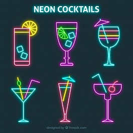五彩繽紛的霓虹雞尾酒