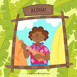 夏威夷人玩ukulele的背景
