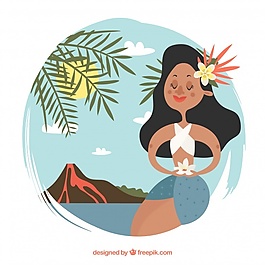 與火山景觀中可愛的夏威夷背景
