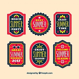 夏日派对复古贴纸
