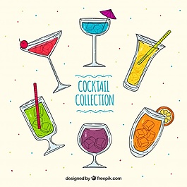 几个手绘鸡尾酒