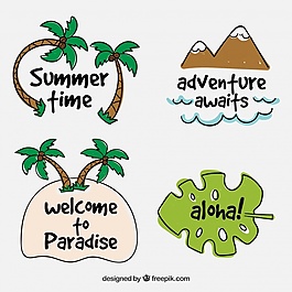 手繪夏日旅游標(biāo)簽系列