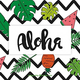 ALOHA背景的葉子和果實(shí)的圖紙