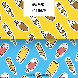 手绘冰淇淋的夏季模式