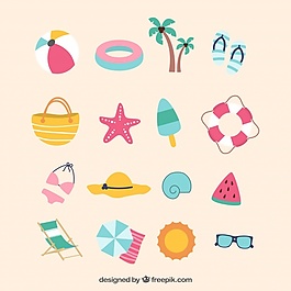 彩色夏季物體的平面選擇