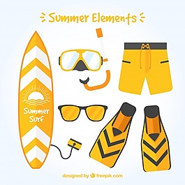 黃色夏季物體的選擇