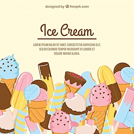 手繪冰淇淋搭配背景