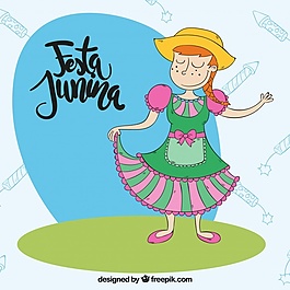 可愛的女孩慶祝六月節(jié)背景